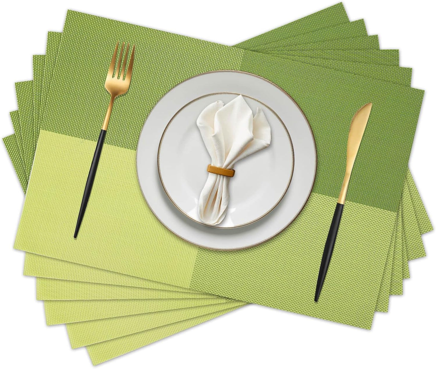 Vinyl Plastic Placemats Set of 6 Washable Heat Resistant Non-Slip Elegant Indoor Outdoor Kitchen