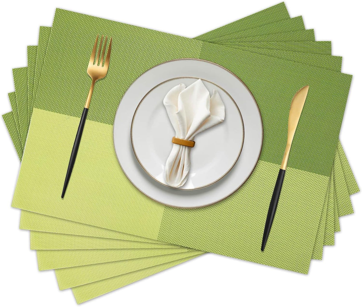Vinyl Plastic Placemats Set of 6 Washable Heat Resistant Non-Slip Elegant Indoor Outdoor Kitchen