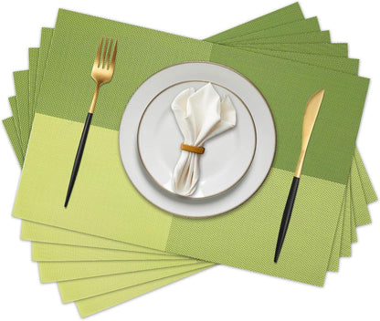 Vinyl Plastic Placemats Set of 6 Washable Heat Resistant Non-Slip Elegant Indoor Outdoor Kitchen