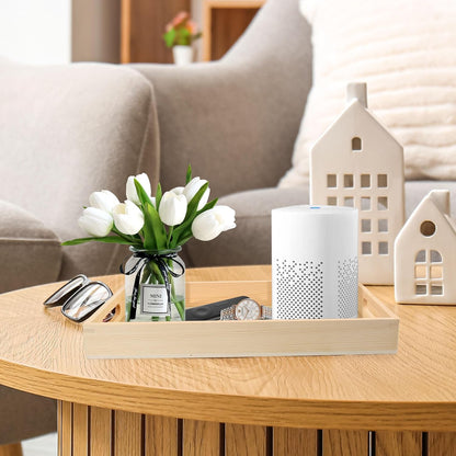 LotFancy Wooden Nested Serving Trays, Set of 5, Unfinished Natural Wood Trays with Handles, for