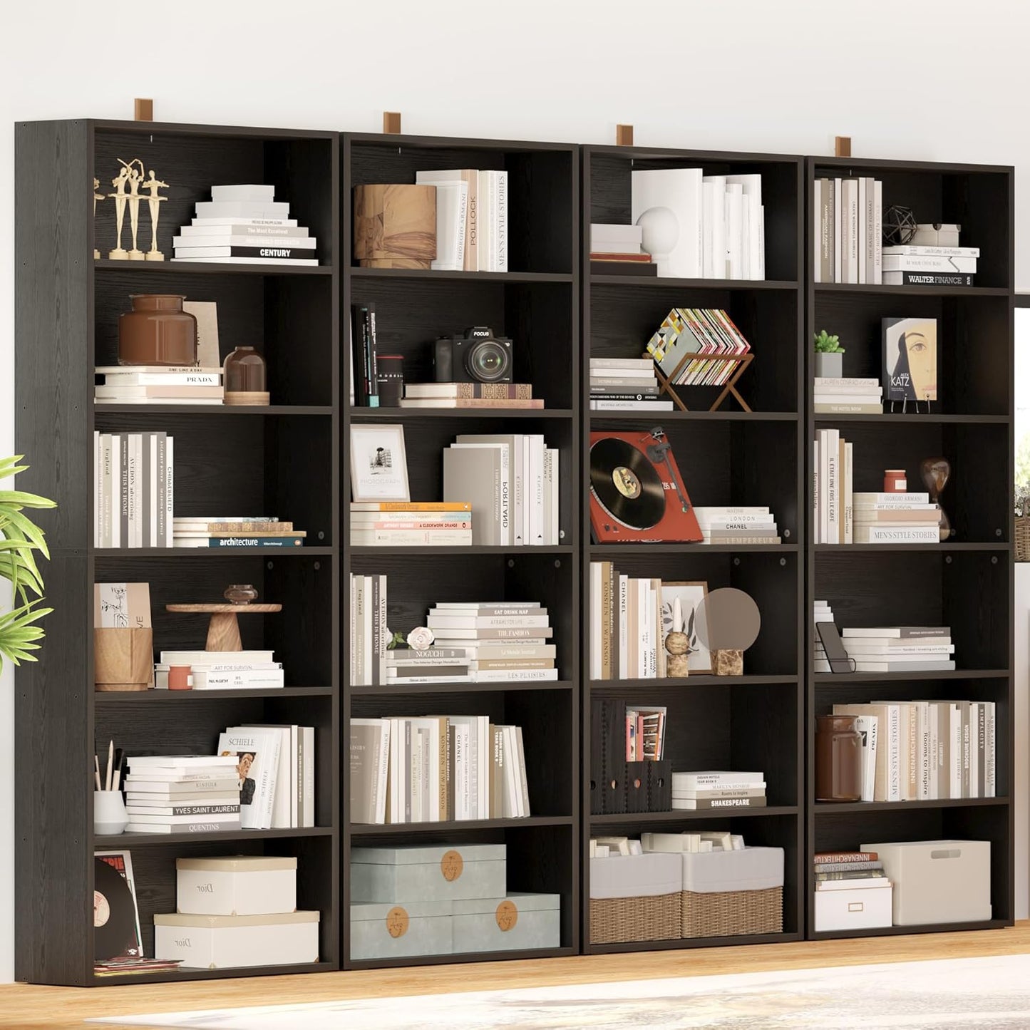 IRONCK Bookshelves and Bookcases Set of 2 Floor Standing 6 Tiers Display Storage Shelves 70 in Tall