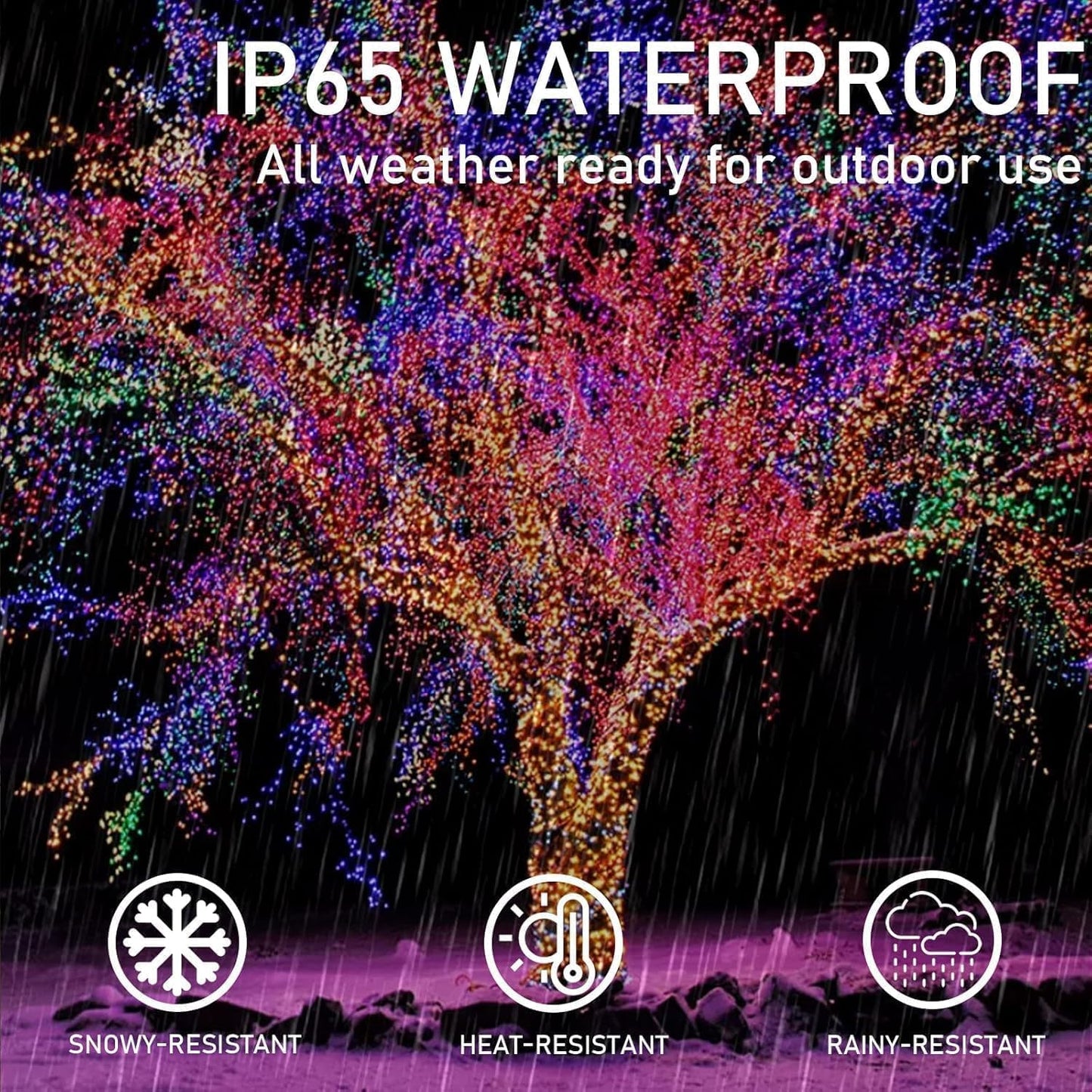 Multicolor Solar String Lights Outdoor Waterproof 2PK 200LED 66FT Twinkle Lights Auto On/Off Solar
