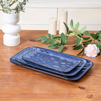 vicrays Ceramic Rectangle Serving Platters - 14" 12" 10" Porcelain Serving Trays Plates for Party