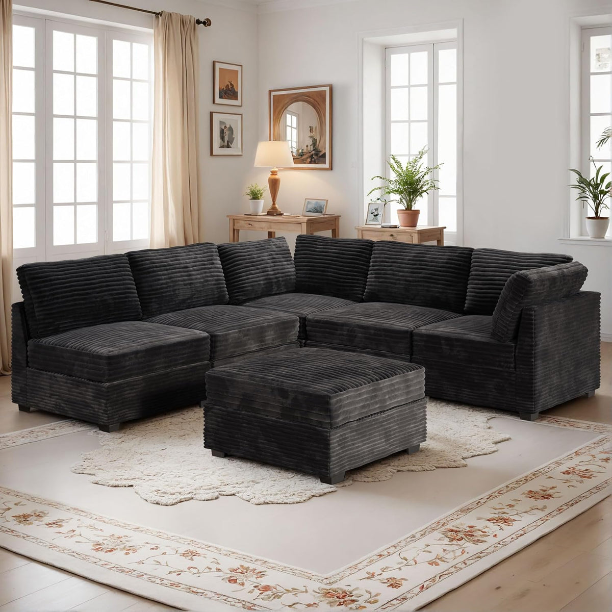 HOOOWOOO Modular Sectional Sofa,6 Pieces Sectional Couches for Living Room,98X98 L Shaped Cloud
