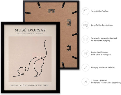 Poster Master Vintage Poster - Retro One Line Cat Drawing Print - Cat Art - Minimal Gift for Men