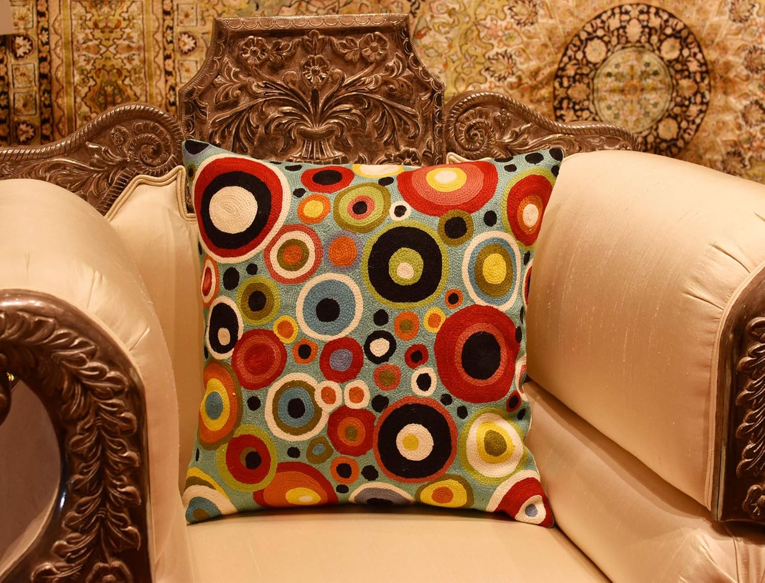 Turquoise Polka Dots Decorative Pillow Cover Contemporary Pillowcase Blue Modern Outdoor Chair
