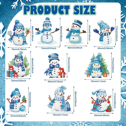 Skylety 20 Pcs Christmas Diamond Art Ornaments Kit Cute Snowman Diamond Painting Ornaments Tag DIY