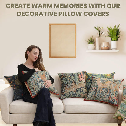 Charlotte Home Furnishings Decorative Tapestry Pillow Cover 19x19 in, Beige Kelmscott Couch Throw