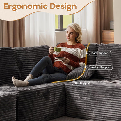 Cloud Sectional Couches for Living Room,U Shaped Modular Sofas No Assembly,135x79 Inches Plush