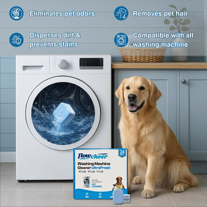 Washing Machine Cleaner, Septic Safe Washer Descaler Tablets for Removing Pet Hair, Odors, Residue