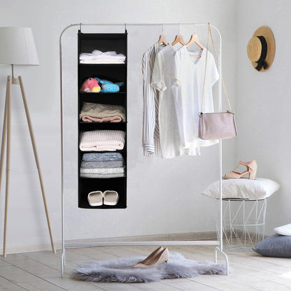 MAX Houser 6 Tier Shelf Hanging Closet Organizer, Closet Hanging Shelf with 2 Sturdy Hooks for