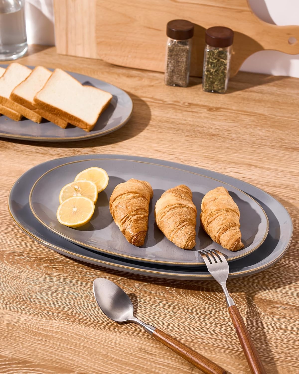 famiware Serving Platter, Oval 15.59/14.3/12.9 inch Serving Dishes for Entertaining, Serving Bowls