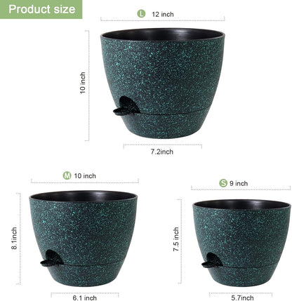 12/10/9 inch Large Self Watering Pots, Planter, Plant Pots with Mesh Drainage Holes for Indoor