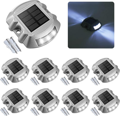 VOLISUN Solar Deck & Driveway Lights, 8-Pack Led IP67 Waterproof Outdoor Warning Step Lights for