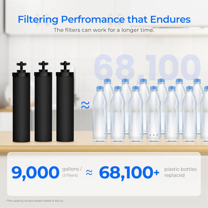 Waterdrop Gravity-fed Water Filter System, with Upgrade 3 Black Carbon Filters and Metal Spigot
