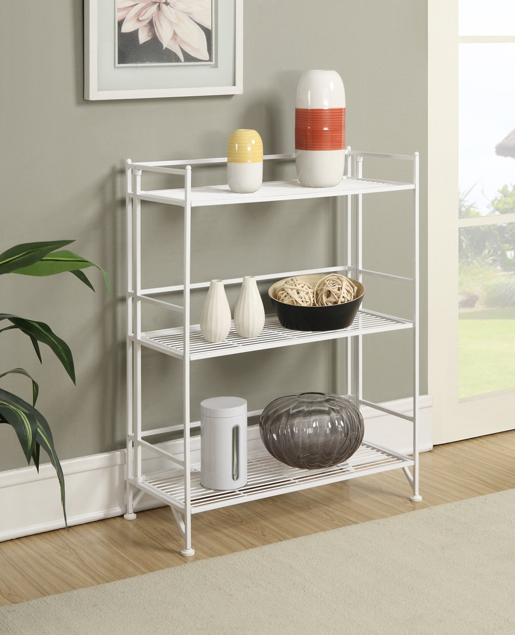 Convenience Concepts Xtra Storage Shelves - 3-Tier Wide Folding Metal Storage Shelves, Closet