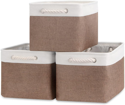 Bidtakay Baskets Fabric Storage Bins for Shelves [3-Pack] Decorative Storage Baskets for Organizing