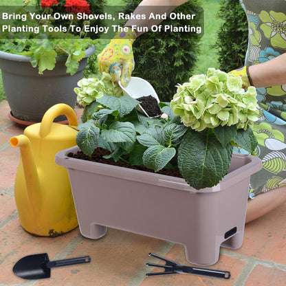Self-Watering Rectangle Planter Boxes 8-Pack, 15.7-Inch Window Box Planter with Drainage Holes &