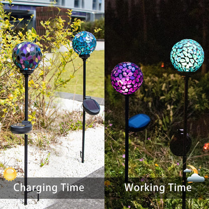 VCUTEKA Solar Garden Decorative Lights Outdoor, Mosaic Solar Light Waterproof LED Pathway Stake