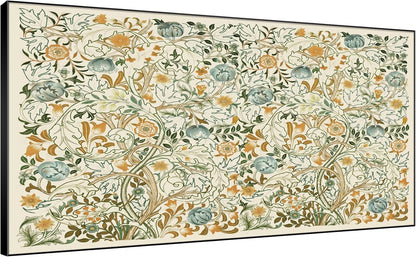SIGNWIN 36"x72" Extra Large Framed Wall Art Vintage Botanical Floral with Golden and Teal Leaves