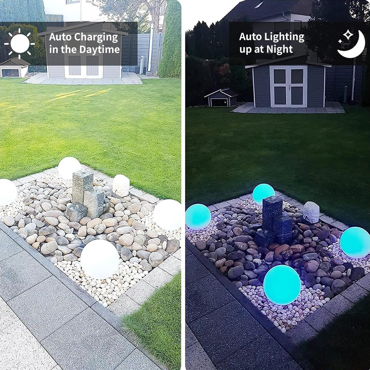 infray 12-Inch LED Ball Light, Solar Rechargeable Globe Light Color Changing Solar Globe Lamp IP67