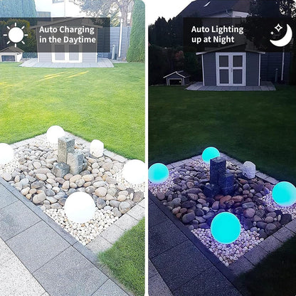 infray 12-Inch LED Ball Light, Solar Rechargeable Globe Light Color Changing Solar Globe Lamp IP67