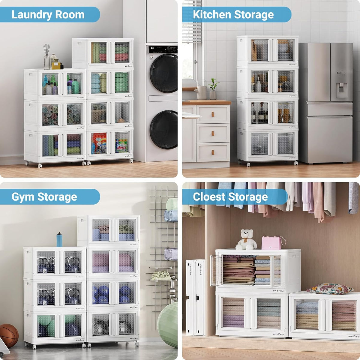300Qt Stackable Storage Bins with Lids, 75Gal Closet Organizers and Storage Drawer, Plastic