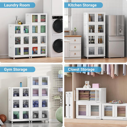 300Qt Stackable Storage Bins with Lids, 75Gal Closet Organizers and Storage Drawer, Plastic