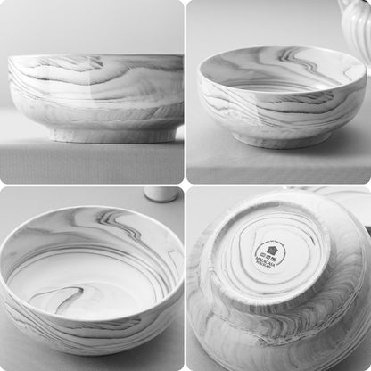 MALACASA Large Serving Bowls, 60 OZ (8'') Salad Bowls Set of 2, Ceramic Mixing Bowls for Kitchen