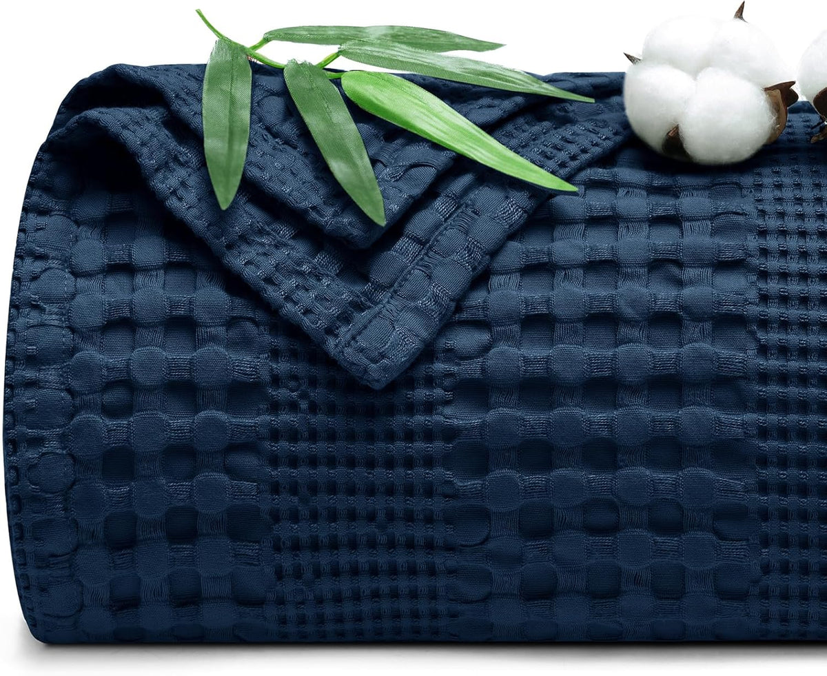 PHF Cooling Waffle Blanket Twin Size, Lightweight 60% Rayon Derived from Bamboo & 40% Cotton