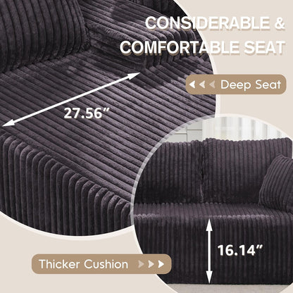 Hobestluk Modular Sectional Sofa Couches 108" L-Shape Couch 3 Seat Modular Sofa Memory Foam