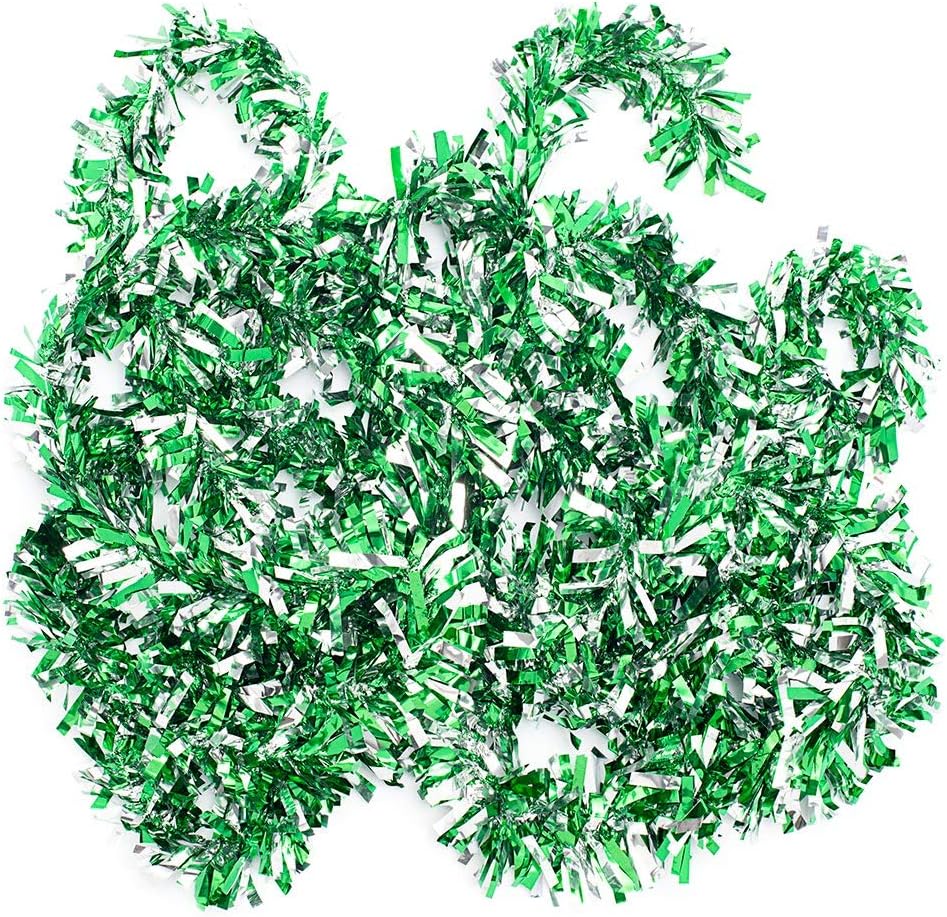 Anderson's Green & Silver Sparkle Glitter Metallic Tinsel Twist for Trailer Or Golf Cart, 4 inches