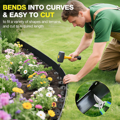 100ft,1.5in Tall Landscape Edging Kit with 150 Spikes, No-Dig Flexible Plastic Edge Border for