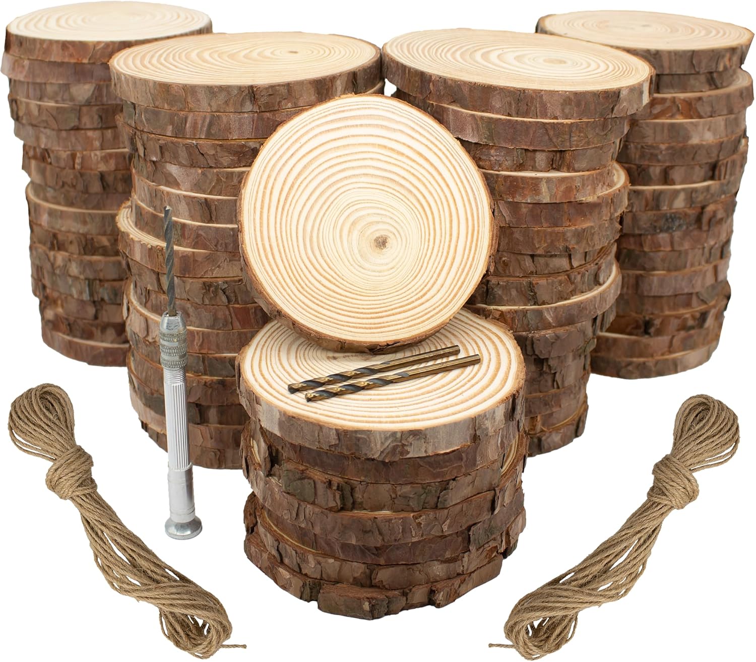 Unfinished Natural Wood Slices - 3.2-4 Inch Wood Circles (50 pcs) for Crafts, DIY Christmas