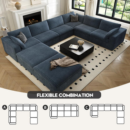 157.5" Cloud Couch Oversized Modular Sectional Sofa for Living Room,Modern Sofa with Deep Seat，8
