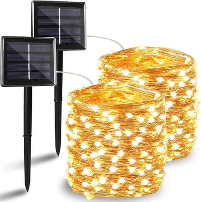 Solar String Lights Outdoor, 2 Pack 144FT 400 LED Solar Christmas Twinkle Lights Outside Waterproof