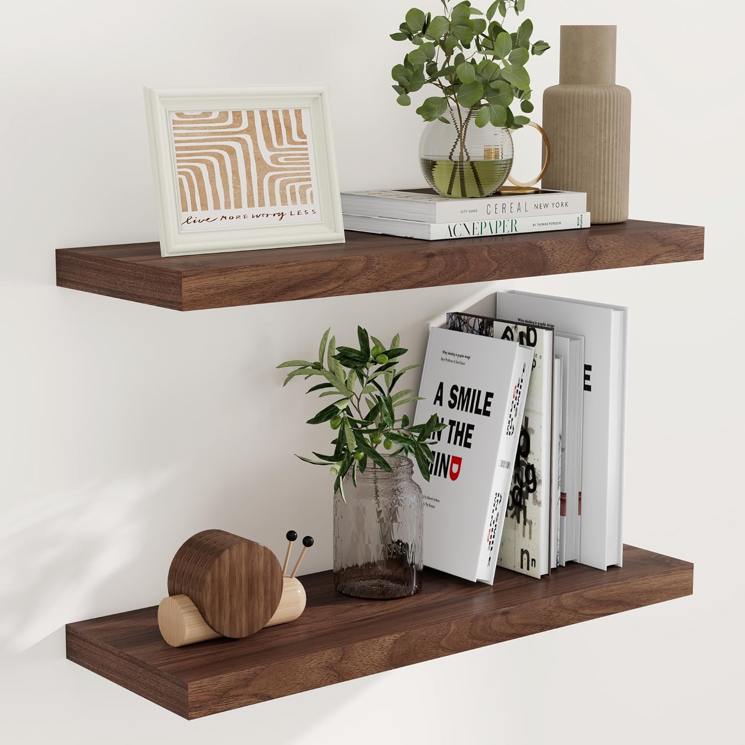 Rustic Wood Floating Shelves 32 Inch Long, 9 Inch Deep Wall Shelves for Home Decor, 32 x 9 Floating