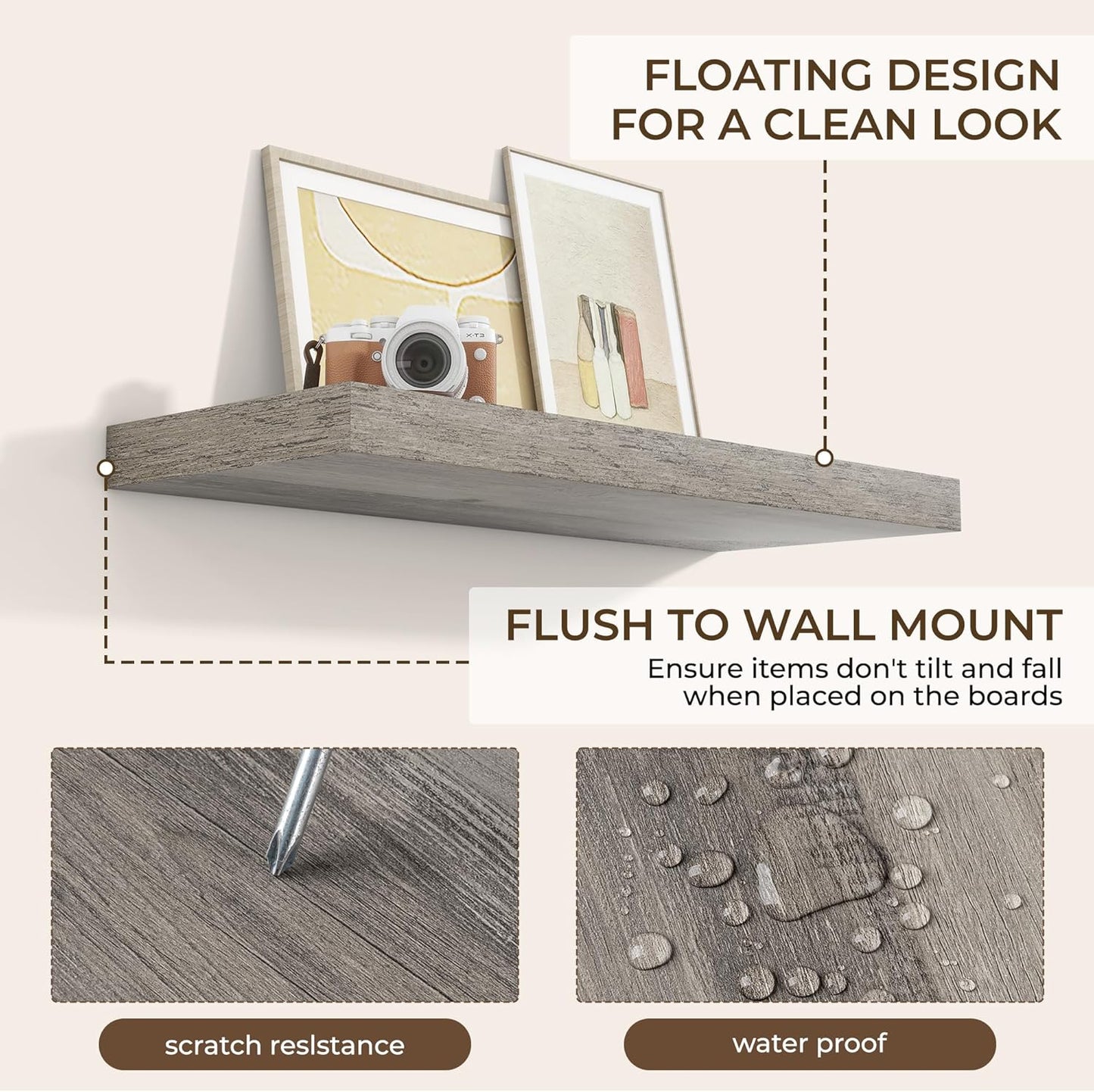 RICHFOCUS 36Inch Floating Shelves for Wall 2 Pack Shelves for Bedroom|Kitchen|Bathroom Wall Mounted