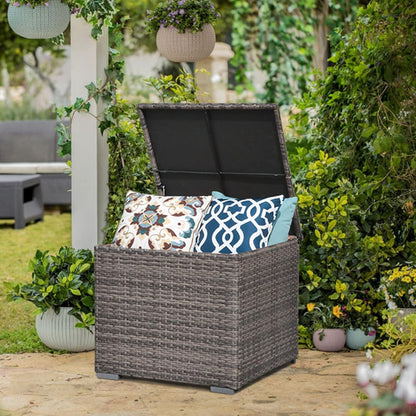 Super Patio Outdoor Patio Storage Box Waterproof, Wicker Storage Bin Deck Box for Cushions, Garden