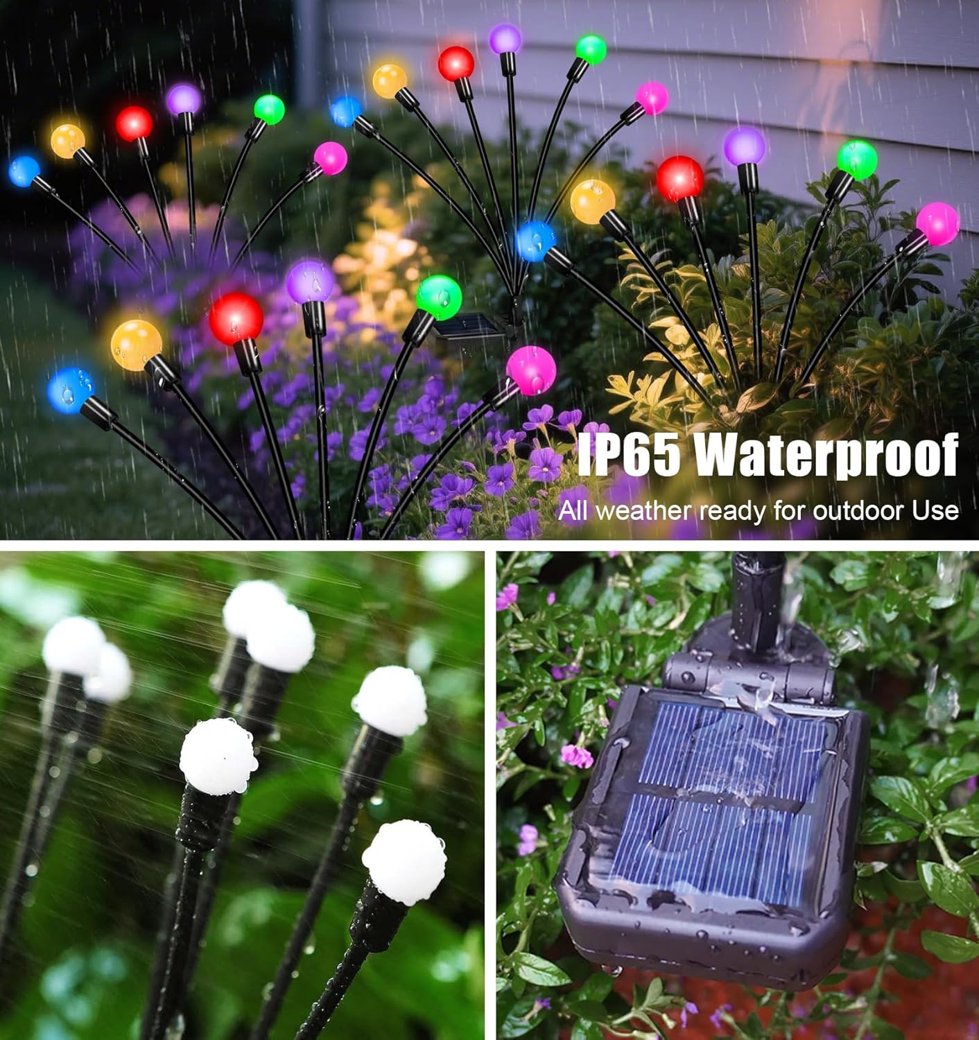 Solar Garden Lights Outdoor, 24 LEDs Solar Firefly Light, Multicolor Changing RGB Swaying Lights