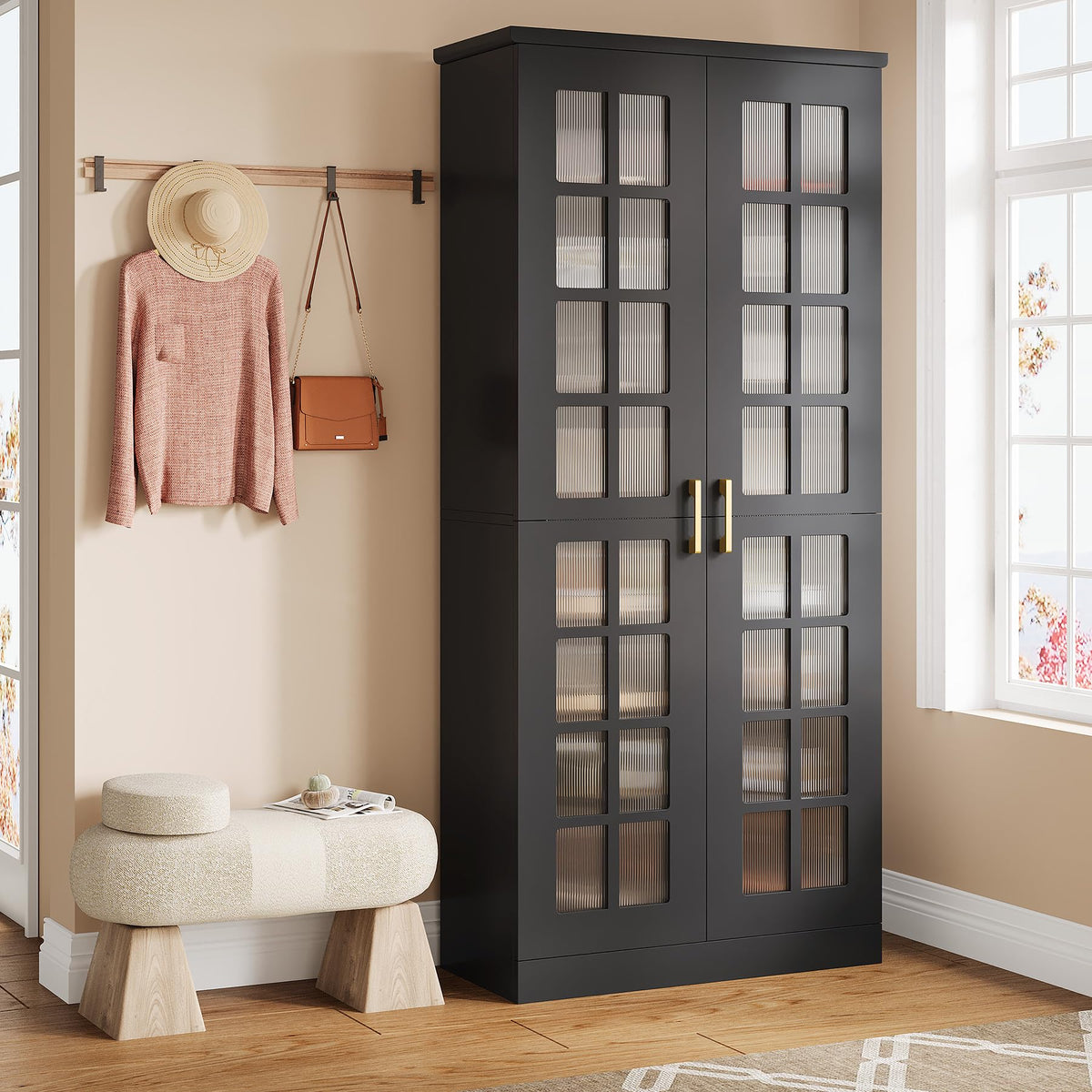 Tribesigns Tall Shoe Cabinet with Doors, 8-Tier Modern Shoe Storage Cabinet