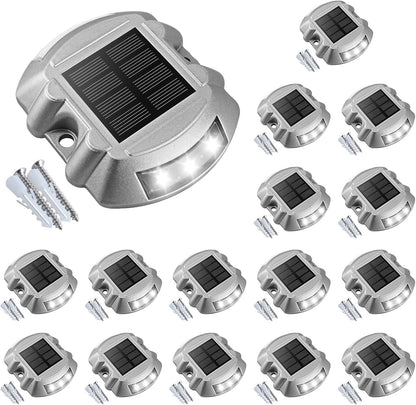 VOLISUN Solar Deck Lights, 16-Pack Led IP67 Waterproof Outdoor Warning Step Lights for Driveway