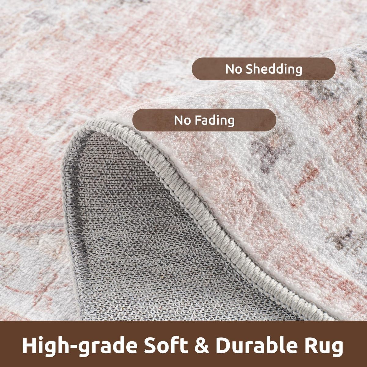 AMOAMI-Area Rug 8X10 Rugs for Living Room-Vintage Soft Pink Rugs for Bedroom-Non Slip