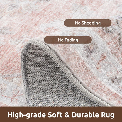 AMOAMI-Area Rug 8X10 Rugs for Living Room-Vintage Soft Pink Rugs for Bedroom-Non Slip