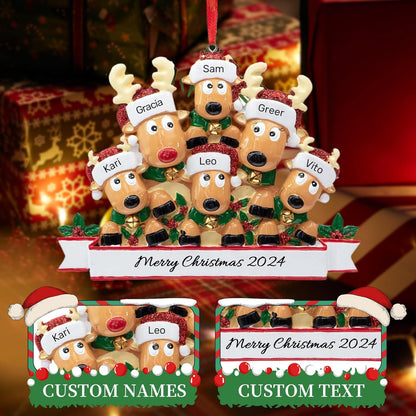 Personalized Christmas Ornaments 2025, Custom Reindeer Family Ornaments for Trees with Names