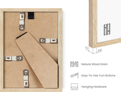 HAUS AND HUES Picture Frame, 5x7 inches, Beige Oak, Set of 6, Natural Wood Picture Frames for Wall