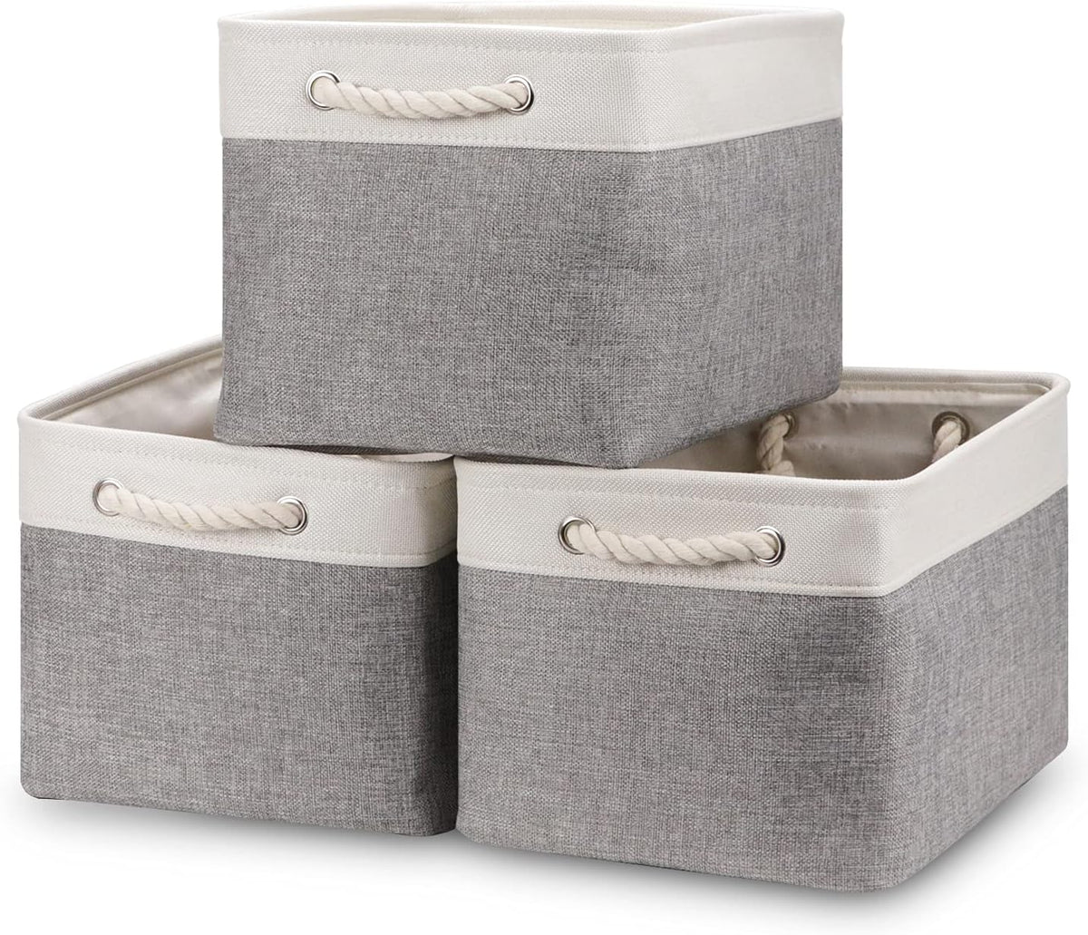 Bidtakay Baskets Set of 3 Storage Baskets for Organizing Large Fabric Storage Bins for Shelves