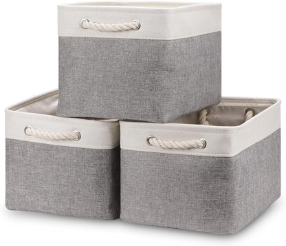 Bidtakay Baskets Set of 3 Storage Baskets for Organizing Large Fabric Storage Bins for Shelves