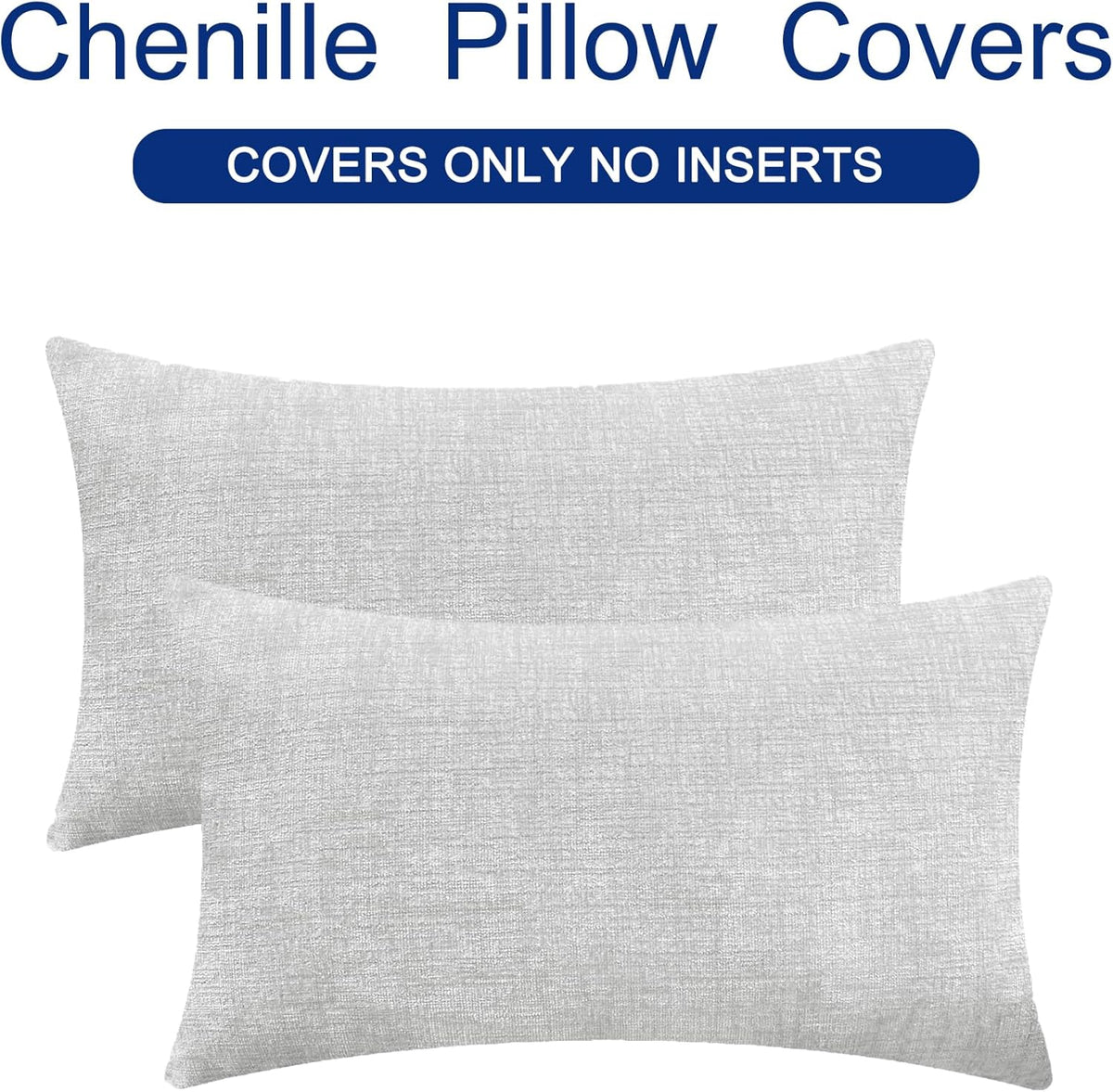 CaliTime Throw Pillow Covers Decorative 12 X 20 Inches Pack of 2 Cozy Chenille Cushion Cases for