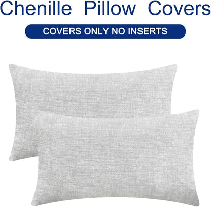 CaliTime Throw Pillow Covers Decorative 12 X 20 Inches Pack of 2 Cozy Chenille Cushion Cases for